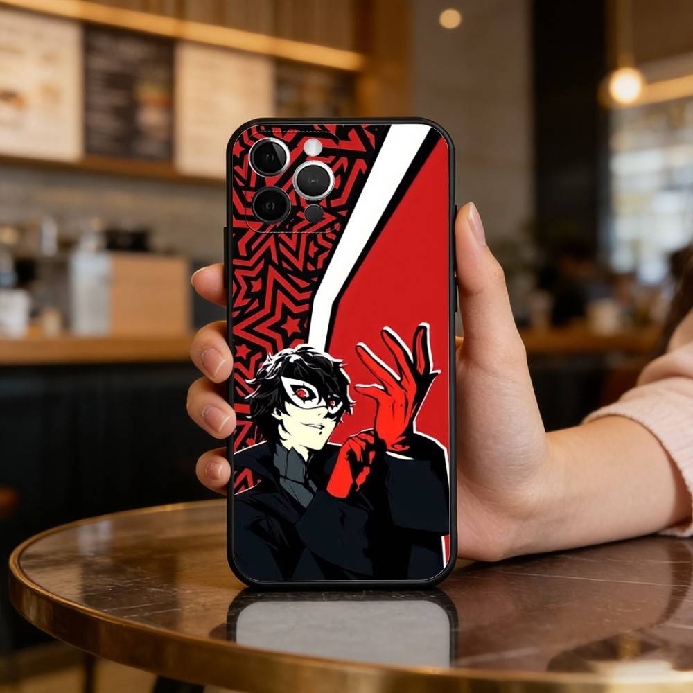 COOL Anime P-Persona 5 Phone Case For iPhone 17,16,15,14,13,12,11 Plus,Pro Max,Soft Silicone Black Cover