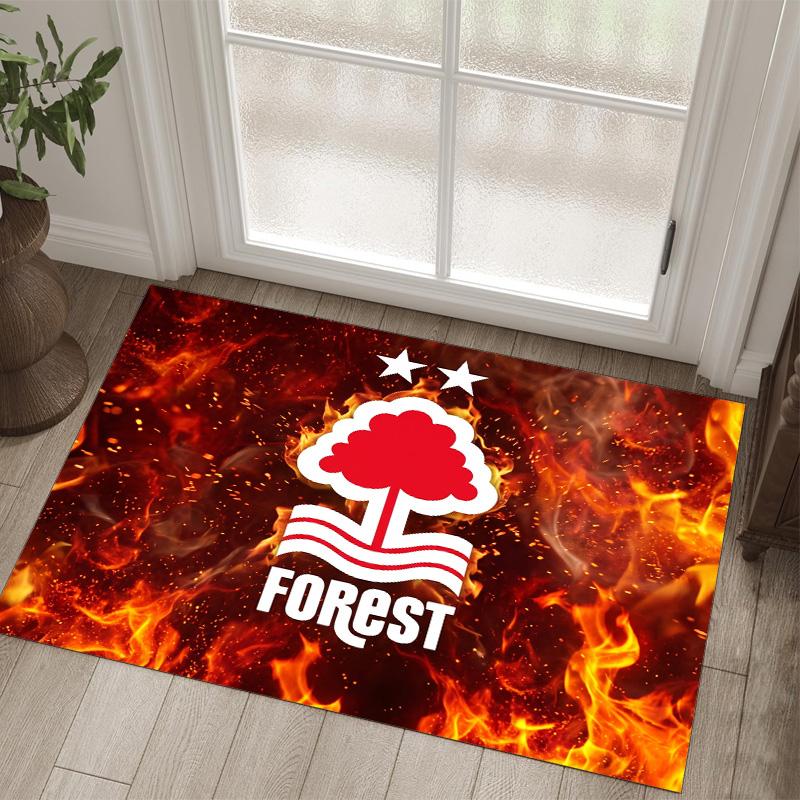 Nottingham Forest Fußball Design Kristall Samt Teppich Gemütlich Nicht?Rutschfester Teppich mit Aufdruck für Schlafzimmer Wohnzimmer Eingang