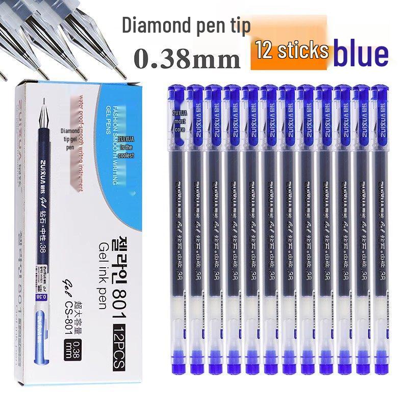 High-Capacity Quick-Dry Red Signature Pen, 0.38mm Needle for Students