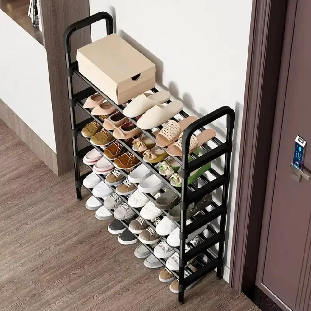 Simple Multiple LayersShoe Rack Multi-purpose Storage Cabinet Black Shoe Rack Shelf Save Space Living Room Shoe Storage Rack