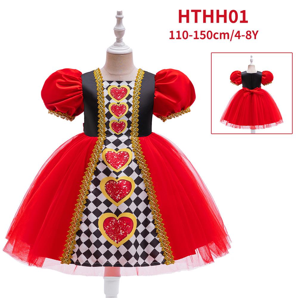 Queen of Hearts Girls’ Cosplay Dress for Alice In Wonderland Role-Playing