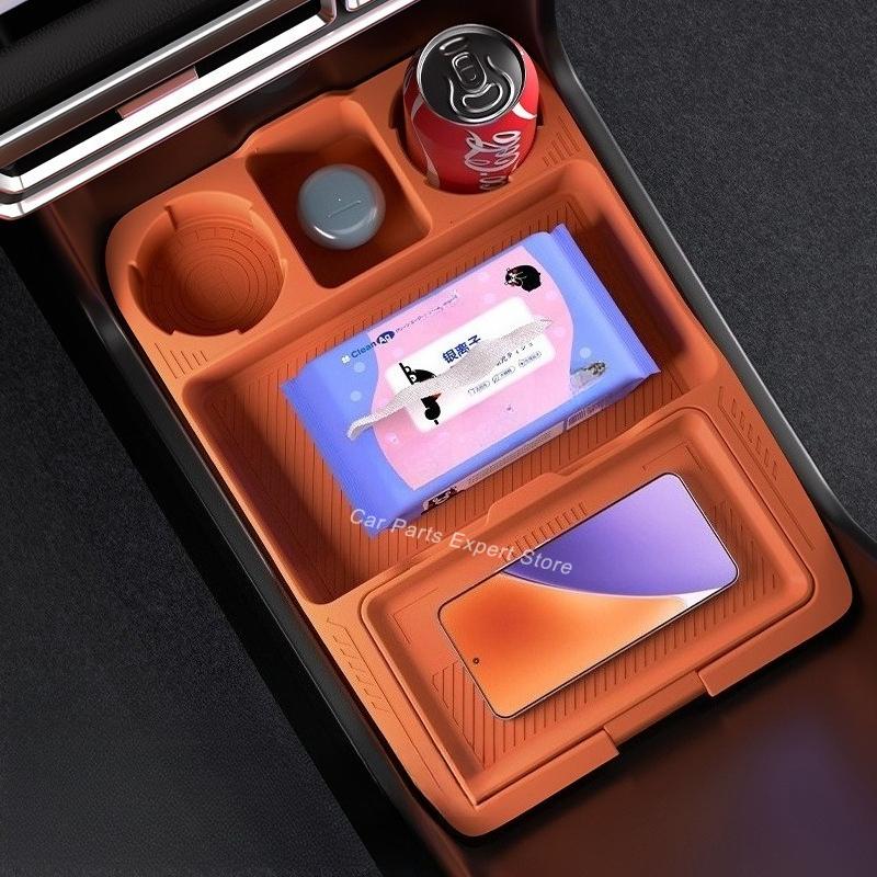 For Li Auto Ideal Lixiang L6 L7 Center Console Silicone Double-layer Storage Case Anti-slip Organizer Box Interior Accessories