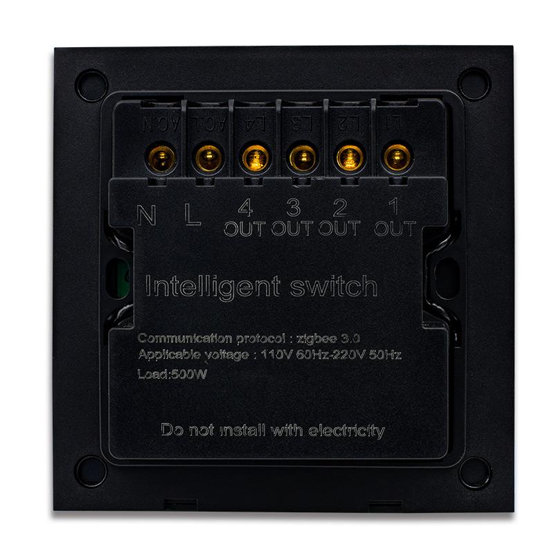 Tianlai M8-Pro 4-fach Smart Light für Zuhause, Schule, Hotel, Krankenhaus Tuya Zigbee Panel Touch WandSchalter