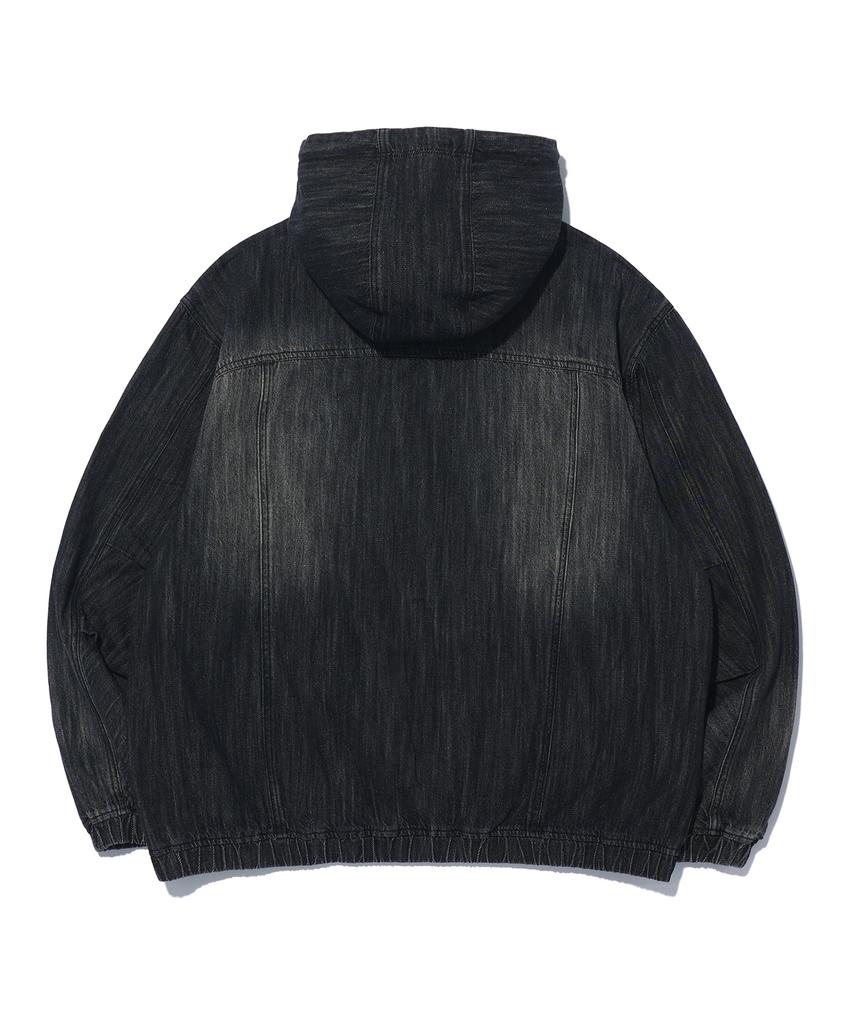 Annoyed Cut Brushed Denim Zip-Up Hoodie Lq1Ju032_Black