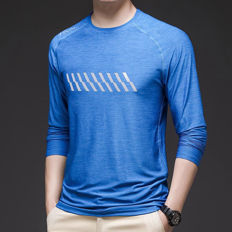 

Мужская футболка с круглым вырезом Спортивная Повседневная Тонкая Быстросохнущая с Длинным Рукавом Топы для Фитнеса и Бега для Молодых и Среднего возраста Папина Одежда 3XL