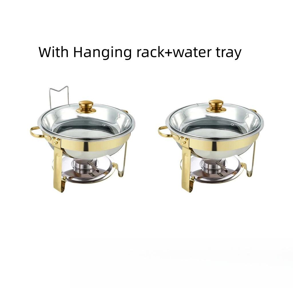 Alcohol Stove Large Capacity Circular Gold-plated Insulated Heating Furnace Hotel Restaurant Stainless Steel Buffet Stove