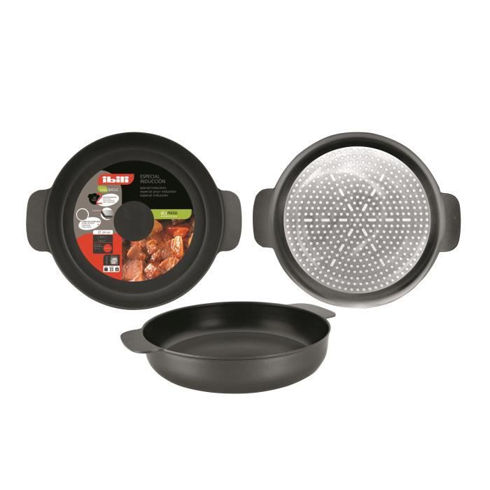 IBILI - Plat à portions Indubasic, 14 cm, Aluminium, Antiadhésif, Compatible avec l’induction
