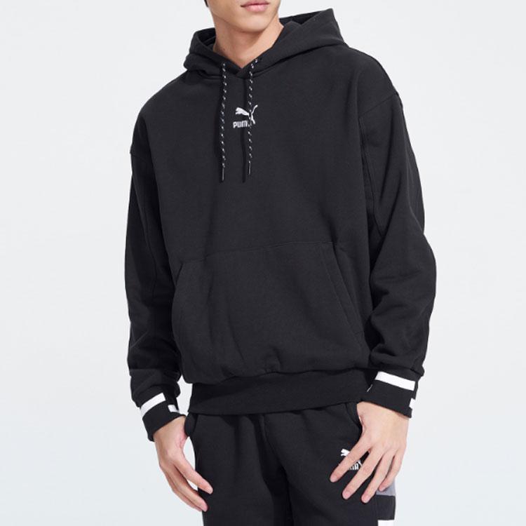 Puma Solid Color Casual Logo Print Hoodie Men Tops Black 533204-01