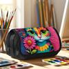 1pc Colored Cat Design Double Layer Flip Pencil Case-Large Capacity Zipper Closure, Suitable for Schools, Offices and Travel, Ideal Birthday/holiday G