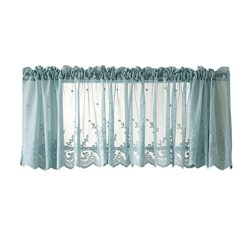 74x61cm Kitchen Window Curtain Lace Short Sheer Rod Pocket Valance Panel Lightweight Fabric for Small Windows