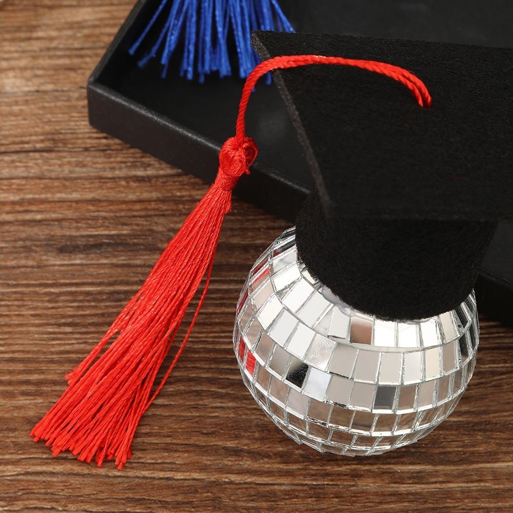 5pcs Sparkling Graduation Hat Disco Ball Glass Silver Mirror Ball  Graduation Season