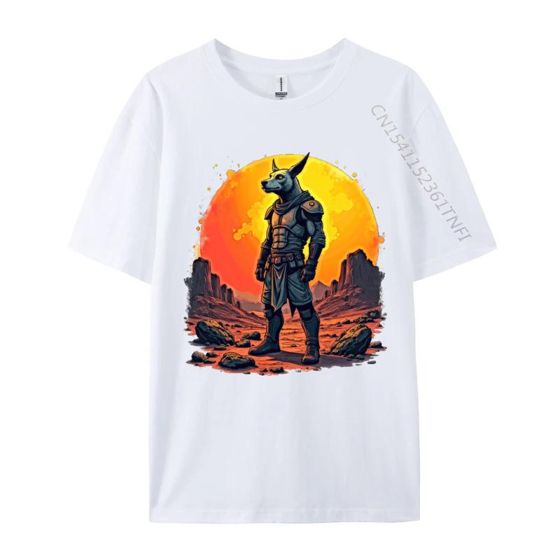 

Anthropomorphic Warrior Alien T Shirts Sunset Rock Desert Print Tshirt Pure Cotton Men Tops Tees Autumn TShirt S