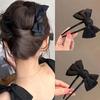 1 Stück Modische Damen-Schleife U-förmige Haarspange Geeignet für Mädchen Tägliches Tragen Accessoire Elegante Schwarze Boutique-Haarnadel Haaraccessoire