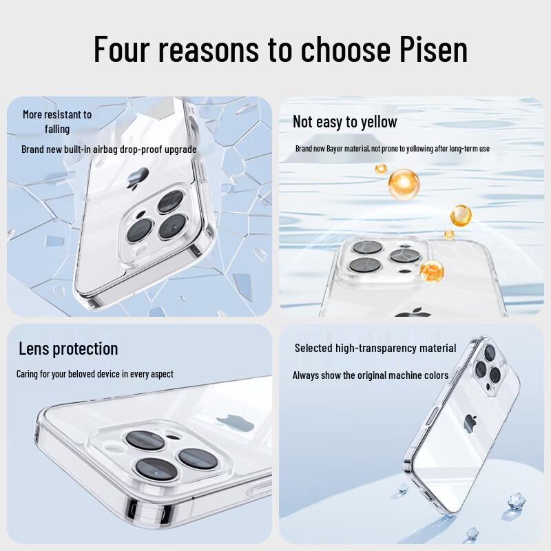 Pisen Transparente Stoßfeste Hülle für iPhone 16 Plus