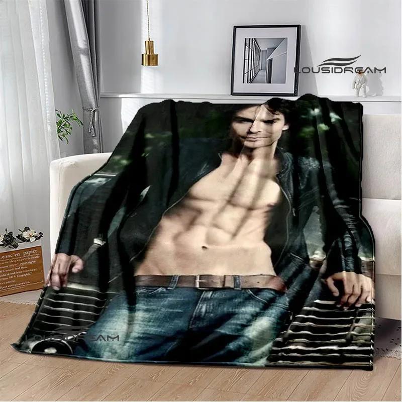 The Vampire Diaries Damon Salvatore Printed Blanket Warm Flannel Blankets Soft and Comfortable Blanket Bed Linings Birthday Gift