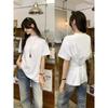2026 Summer Pleated Waist Slimming Short-Sleeve T-Shirt - Women's Elegant Design
