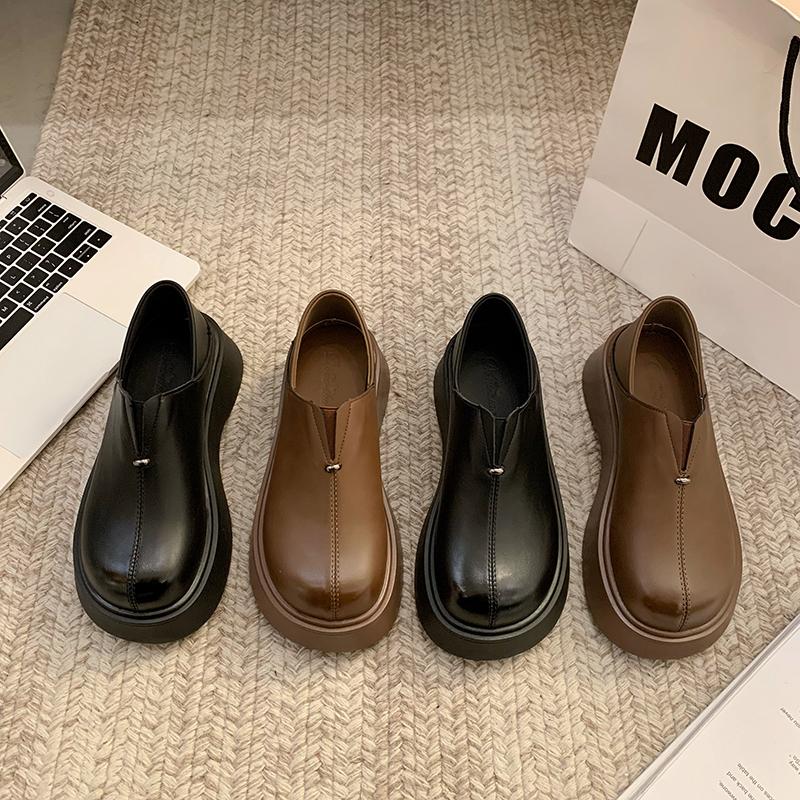 Women's Casual Shoes Thick Heel Round Head One Kick Woman Shoes Outdoor Anti-slip Solid Color Fashion Spring New Zapatos Mujer