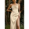 Abiti da donna eleganti con spalline senza maniche, spacco, schiena nuda, maxi abito lungo da sposa, abiti da sposa, damigelle d'onore