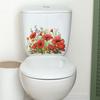 Elegante Mohnblumen und Grüne Pflanzen Toilettenaufkleber Wasserdicht Selbstklebend Abnehmbare Folie für Badezimmer WC Heimdekoration