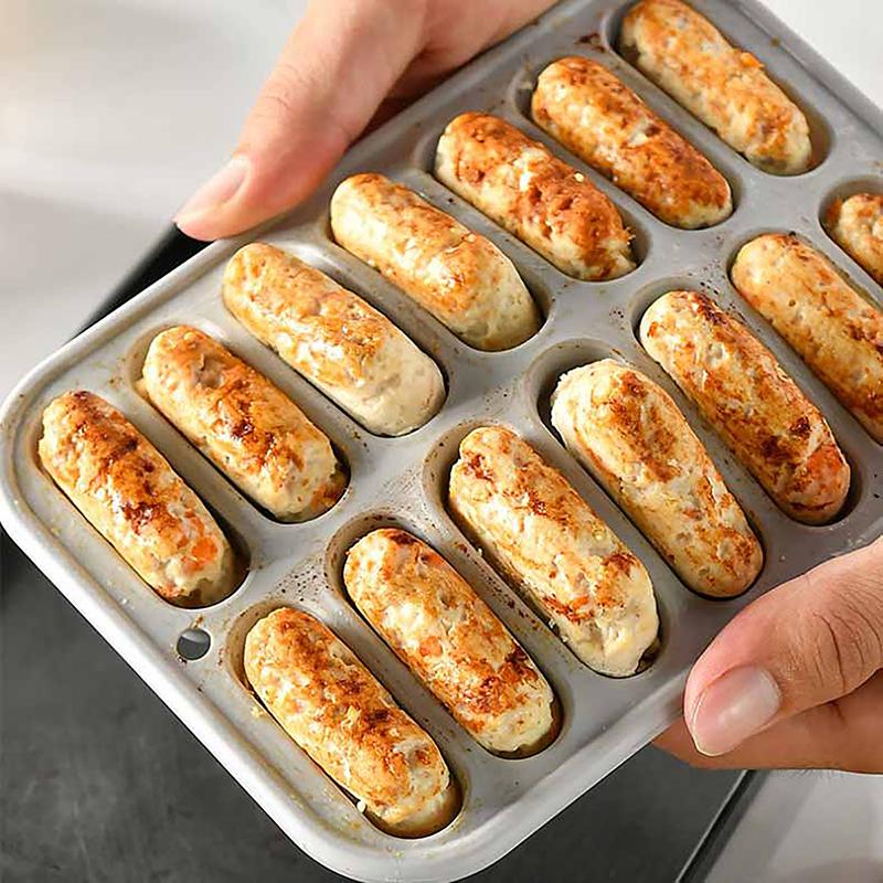 Forma na výrobu klobás 14 přihrádek Silikonová DIY Šunka Hot Dog Výrobní formy s víkem Kuchyňské Domácí Klobásy Nástroje na pečení dortů Formy