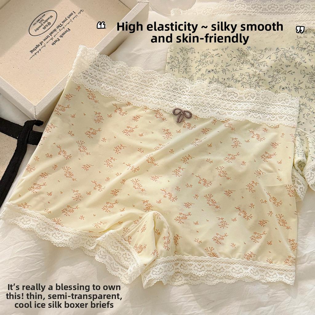 Women's Summer New Floral Antibacterial Lengthened Crotch Traceless Comfortable Breathable Mid-waist Panties
