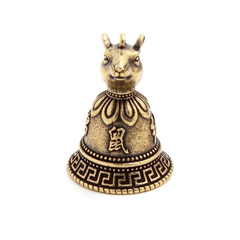 1pc Brass Chinese 12 Zodiac Animals Heads Bell Keychain Pendants Jewelry Vintage Copper Feng Shui Car Key Chain Hanging Keyring Gift