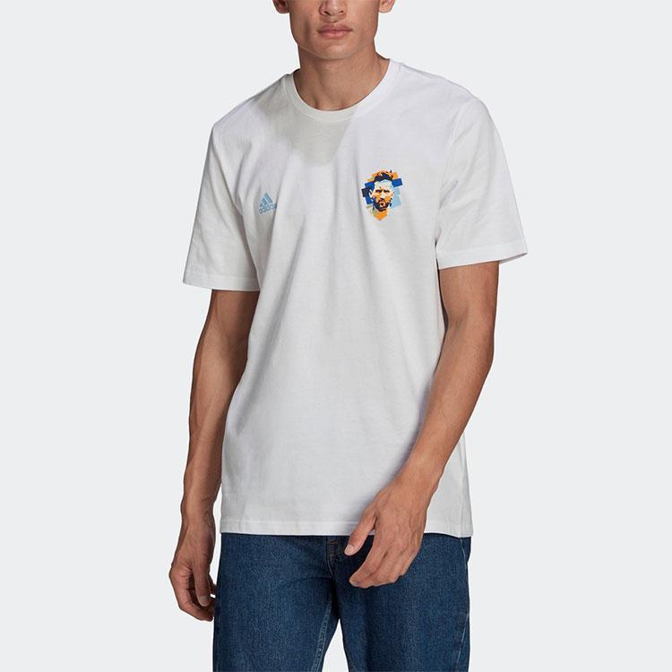 adidas Printed Crew Neck Sports Tee Men Tops White HA0935