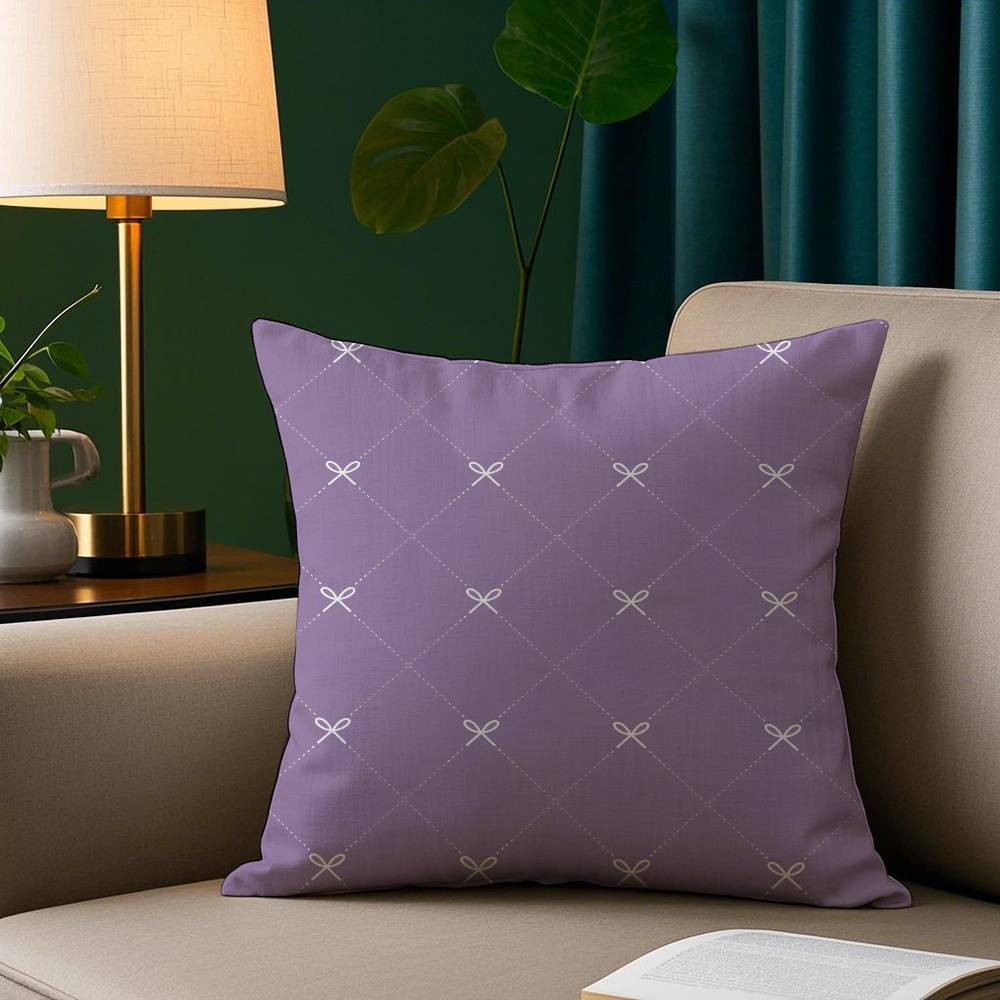 Purple Bow Pillow Case Short Plush Print Cushion Cover Square Throw Pillow Covers Sofa Home Decor