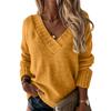 Women's Solid Color Sweater Women's V-neck Long Sleeved Pullover Sweater Top