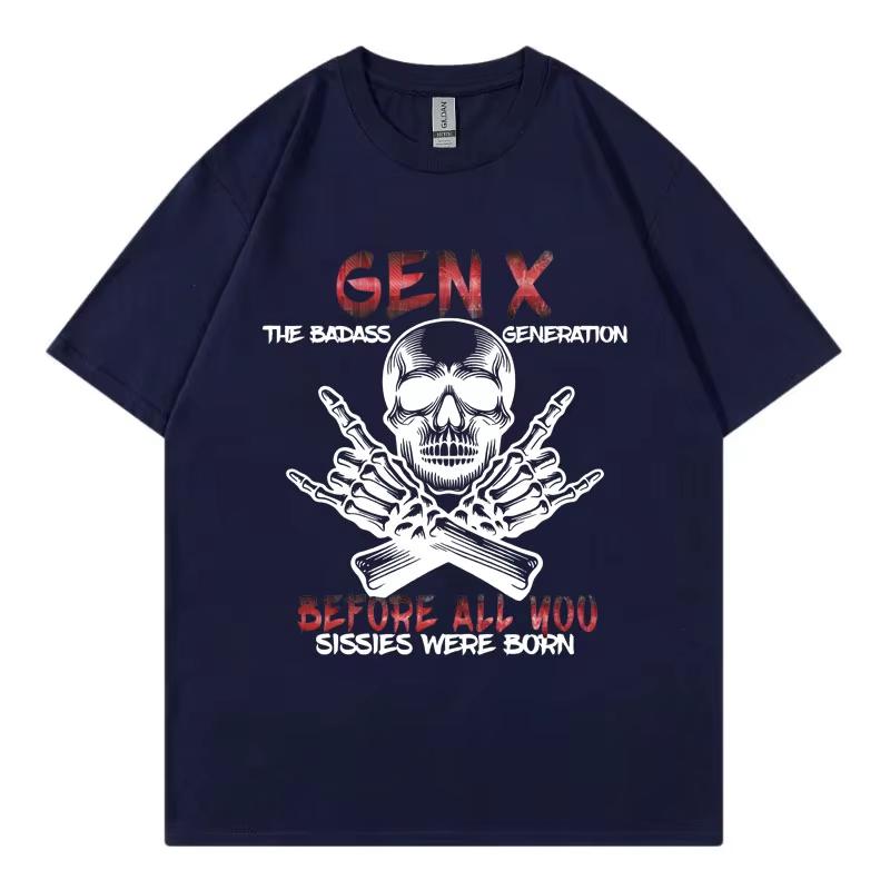 

Funny Skull Men s Women Gothic Vintage Short Sleeve T-shirts The Badass Generation Meme T-shirt Casual Oversized T Shirt S