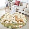 Alpaca and Grass Pattern Round rug,Carpet Rug for Living Room Bedroom  Playroom ,Non-slip Floor Mat,Holiday Gifts and Birthday Gifts.