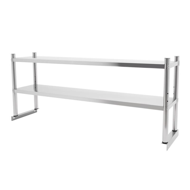 Stainless Steel Shelving, 2 Tier Adjustable Shelf Storage, Heavy Duty Shelving 60.2*15.7*3.5in For Storing And Displaying Goods