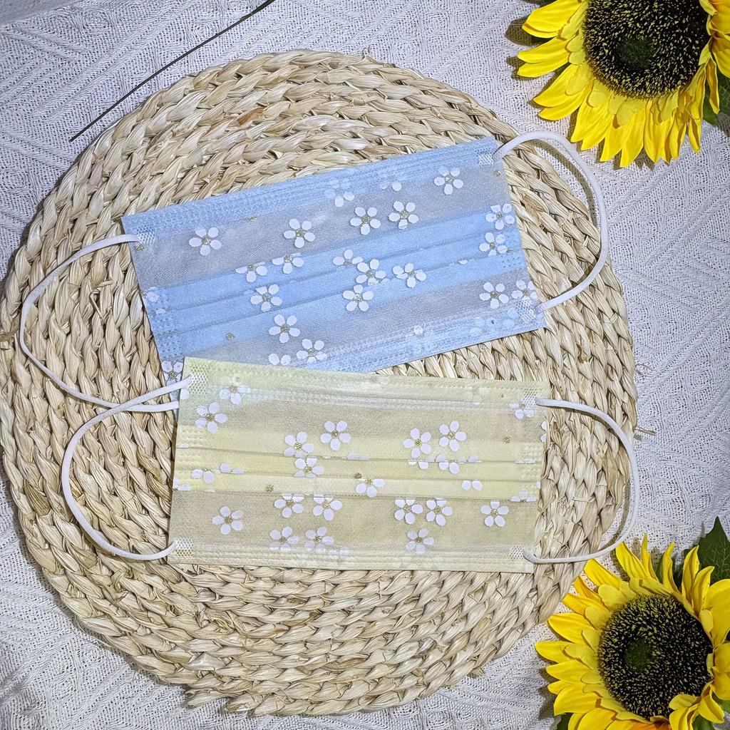 40pcs Disposable Double-Layer Summer Face Masks, Thin and Breathable, Cute and Stylish, Cherry Blossom Lace Design, Comfortable Elasticity for Going