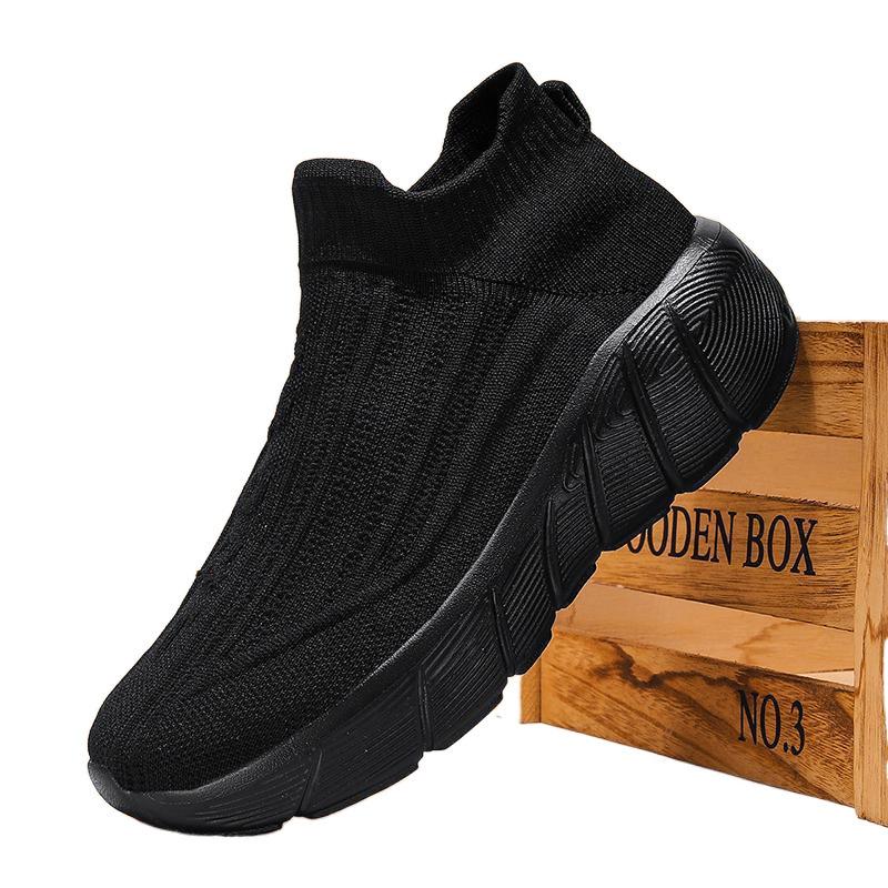 New men's shoes season breathable fly knitting casual large size fly knitting, socks, casual sports shoes running shoes