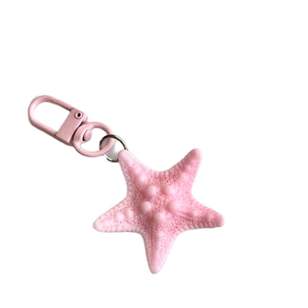Colorful Starfish Keyring Sea Star Shaped Keychain Handmade Pentagrams Pendant Key Chain Handmade Bag Accessories