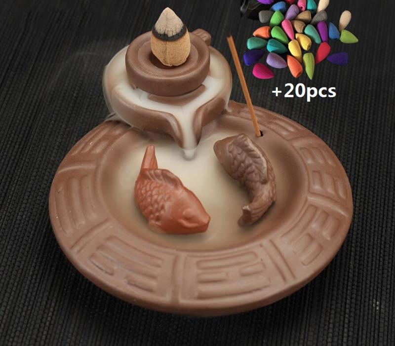 Creative Backflow Incense Burner Ceramic Incense Stick Holder Aromatherapy Censer For Home Office Living Room Teahouse