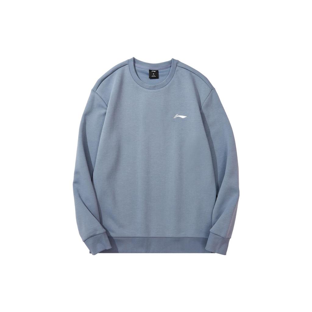 Li Ning Badminton Series Solid Color Logo Running Sports Pullover Long Sleeve Sweatshirt Men sweatshirt Gray AWDTD81-5