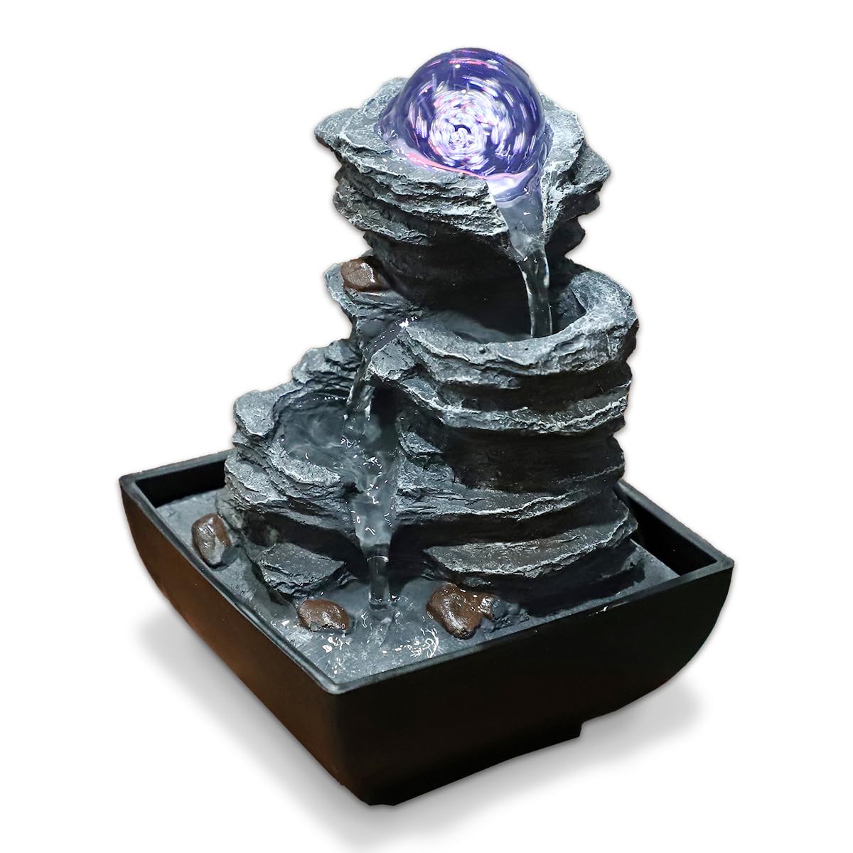 

SALUDABLE Tabletop Fountain - Stylish Interior Decor, Water Sound, Waterfall Ornament, Mini Fountain, Babbling Brook, Flowing Water, Relaxation