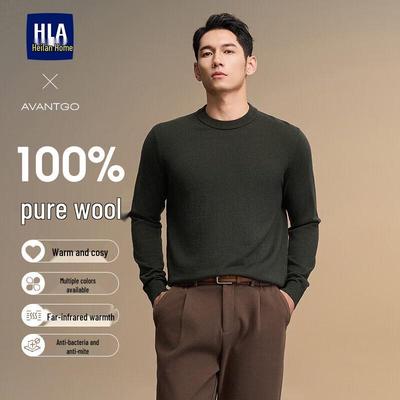 HLA Men's Pure Wool Long Sleeve Knit Sweater