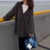 Mink Cashmere V-Neck Knit Cardigan: 2026 Spring/Autumn Korean Style Loose Sweater Coat for Women