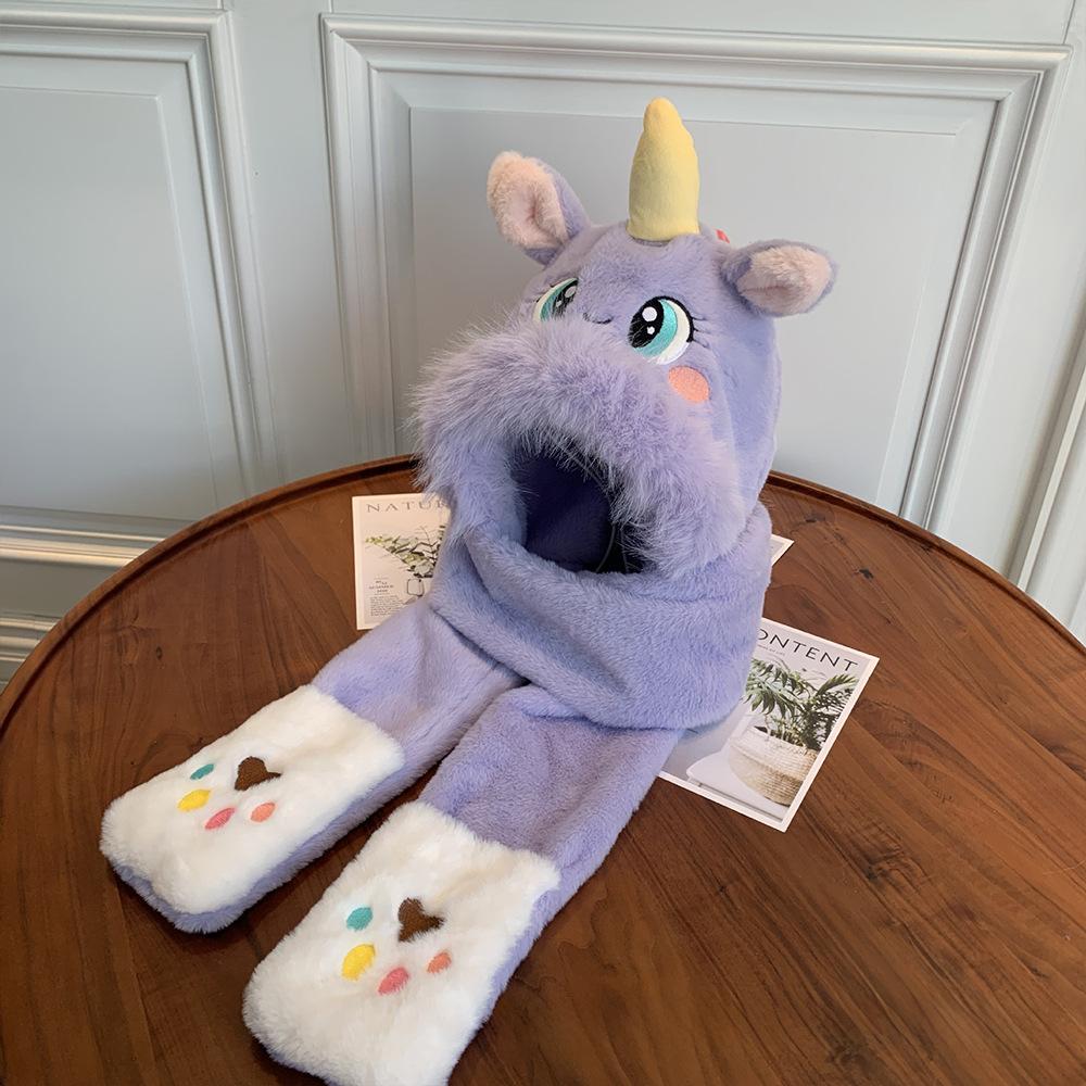 

Новая детская шапка Милый плюшевый единорог Зимняя шапка для защиты ушей для мальчика и девочки Теплая шапка от холода