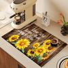 1Pcs Rubber Drying Mat With Sunflower Pattern For Coffee Shop Restaurant Kitchen Carpet Tableware Durable Diatom Mud Table Mat Pet Mat Coffeeware