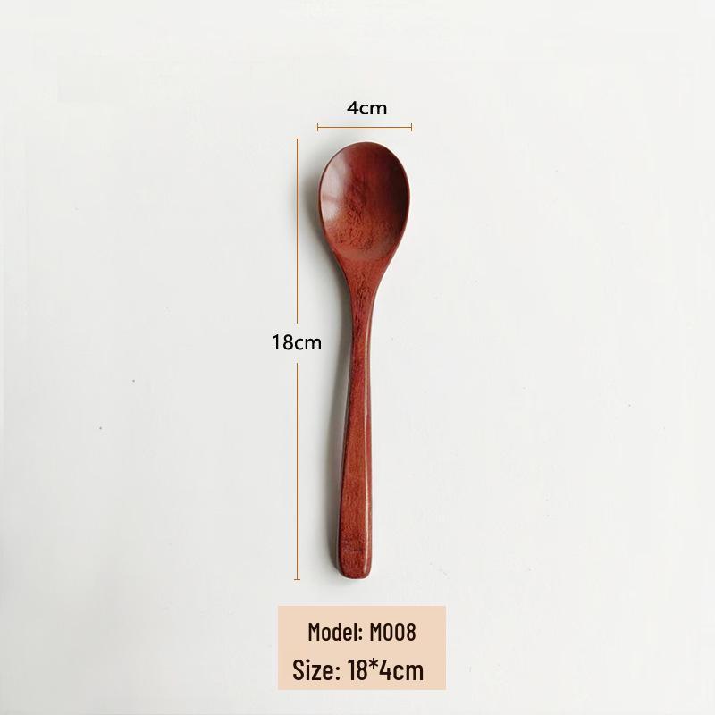 Camphor Wood Japanese Spoon Set: Long Handle, Solid Wood for Soup, Rice, Tea, and Seasoning.