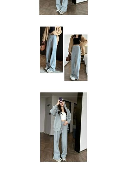 Autumn 2025 Women's High-Waisted Wide-Leg Floor-Length Sweatpants: Loose-Fit, Casual, Draped Style.