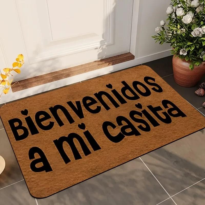 

Bienvenidos A Mi Casita Doormat Spanish Welcome Mat for Front Door Entryway Non Slip Durable Floor Mat Perfect Gift 40x60cm