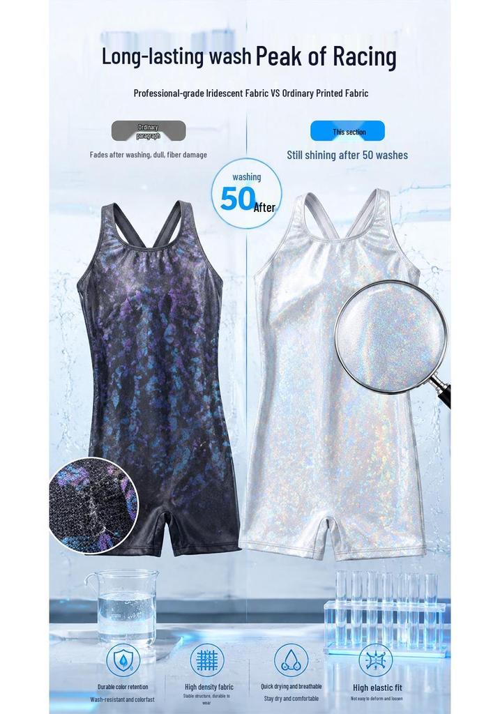 2026 Quick-Dry Girls' One-Piece Competition Swimsuit for Older Kids and Students