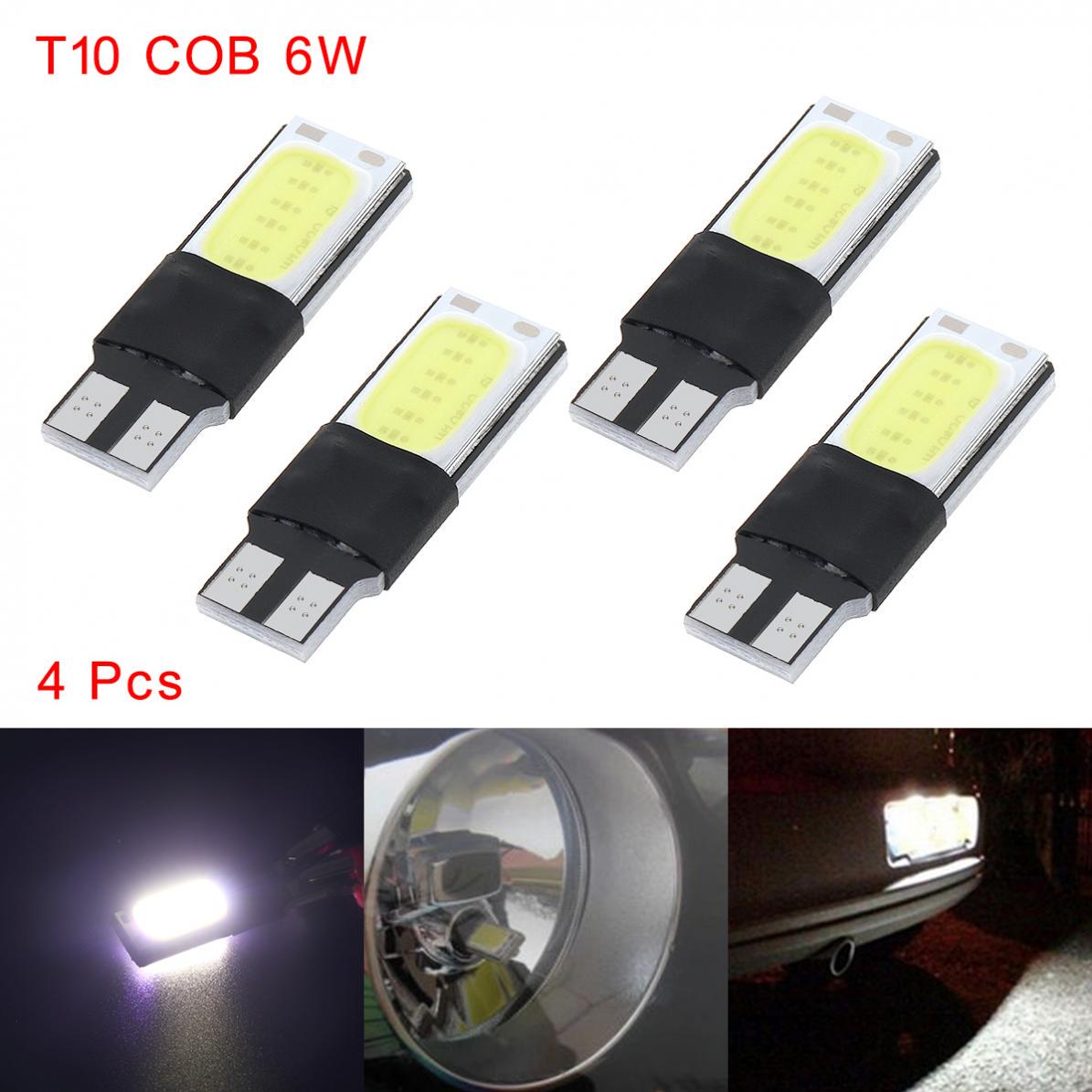 

4 шт. T10 W5W 194 168 2825 12961 Белый светодиод 6 Вт без ошибок COB Canbus боковой фонарь клиновые лампочки