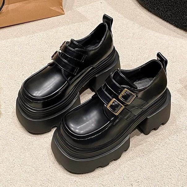 2025 Spring New Thick-soled High-end Loafers Casual Versatile Thick Heel Heightening Single Shoes British Style Small Leather Shoes