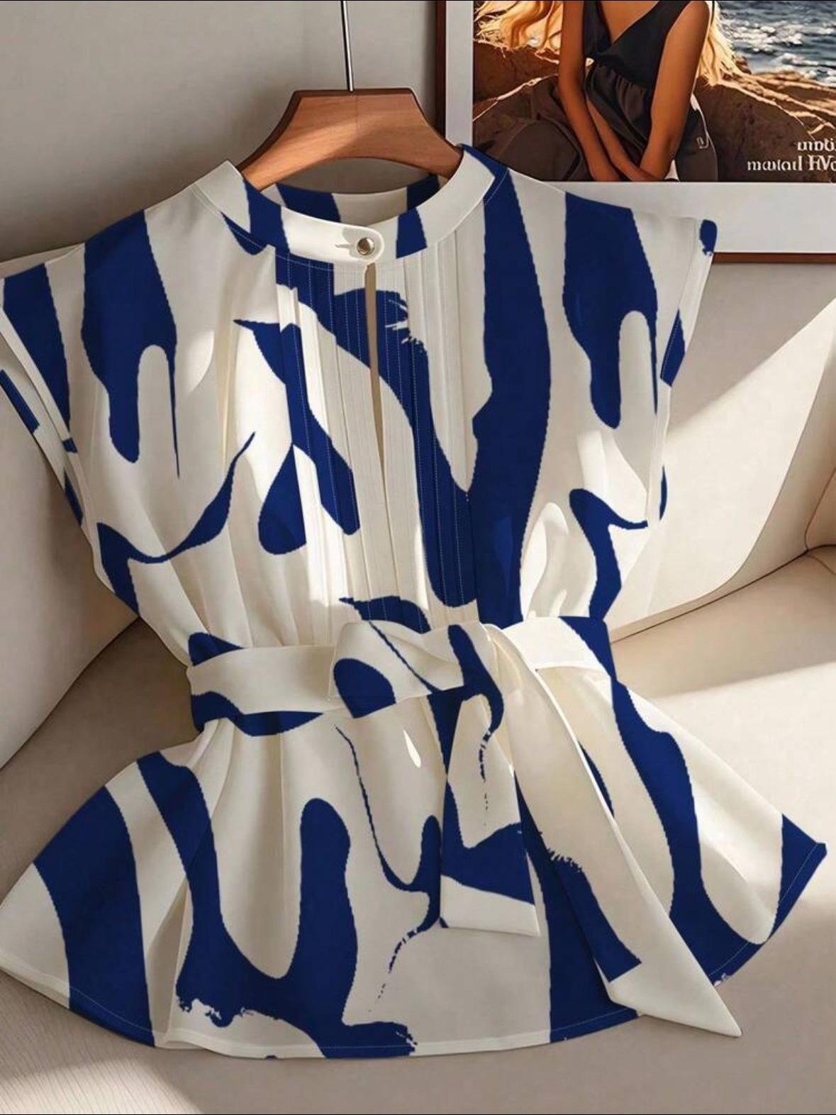 Summer 2025 European & American Style Sleeveless Milk Pattern Waist-Cinching Women s Shirt for Commuting & Vacation Small чёрный