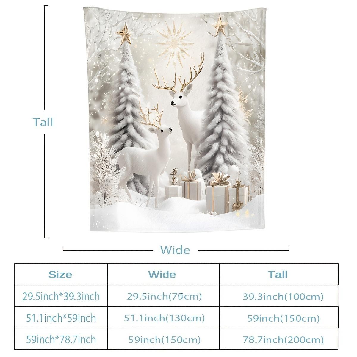 

Рождественский плед Супермягкий флис с праздничными оленями и елкой Идеально подходит для дивана, кровати Комфорт в любое время года, Рождественский декор 80x60in